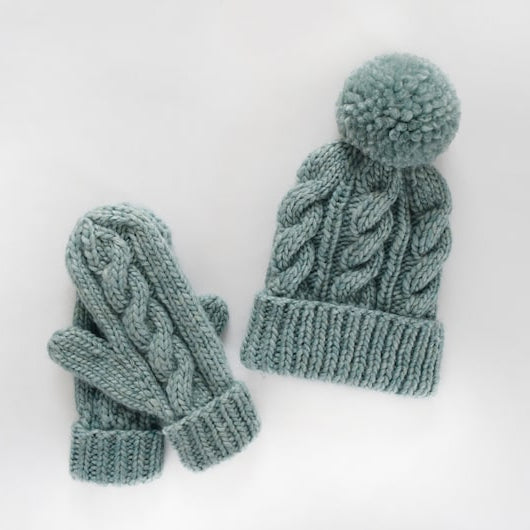 Cabled Hat and Mittens Knitting Pattern