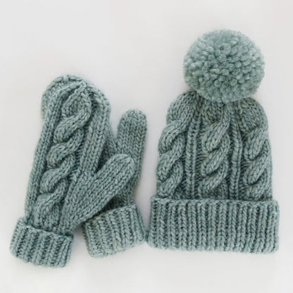 Cabled Hat and Mittens Knitting Pattern