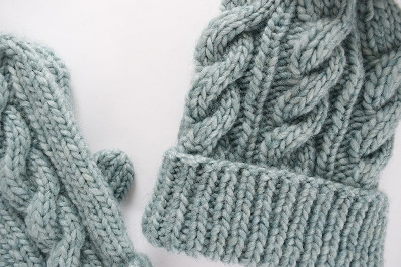 Cabled Hat and Mittens Knitting Pattern