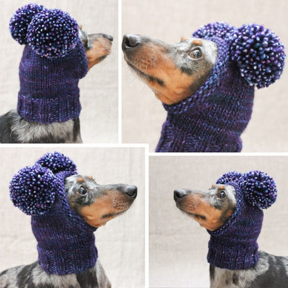 Chunky Double Pom-Pom Dog Hat Knitting Pattern