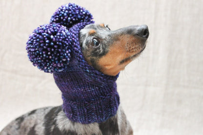 Chunky Double Pom-Pom Dog Hat Knitting Pattern