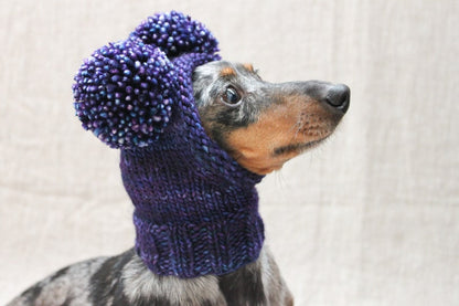 Chunky Double Pom-Pom Dog Hat Knitting Pattern