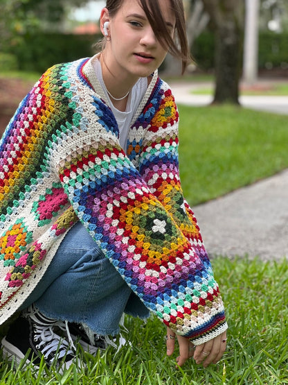 Crochet granny square cardigan