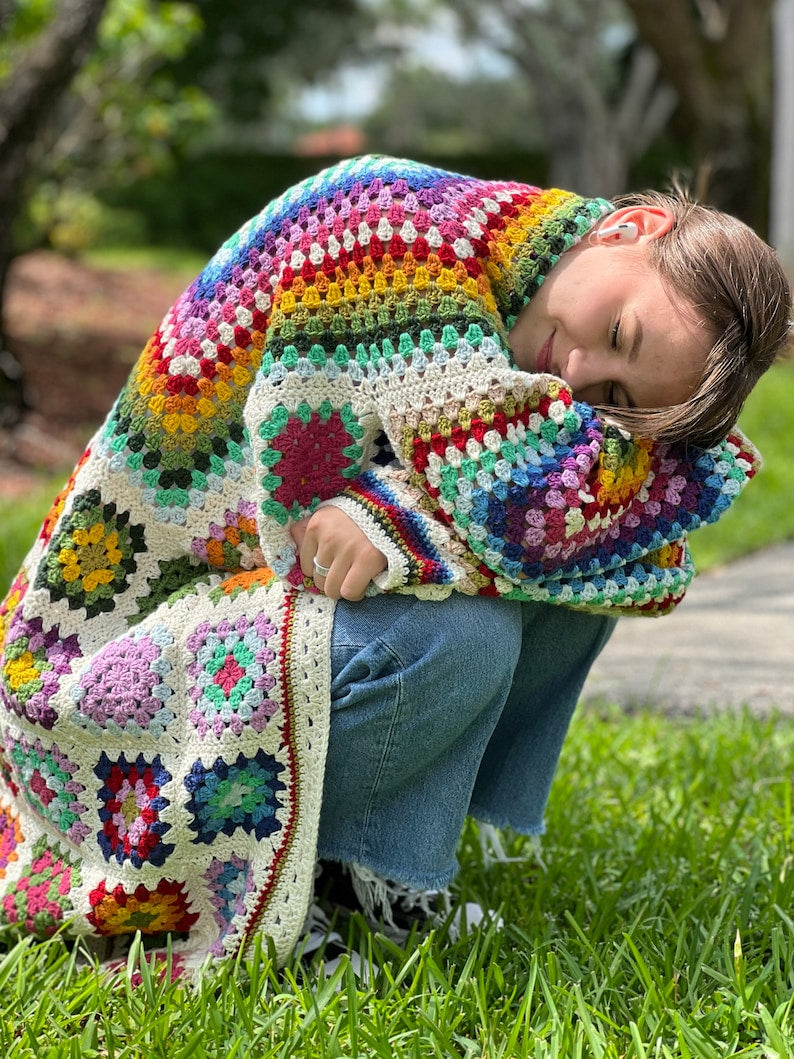 Crochet granny square cardigan